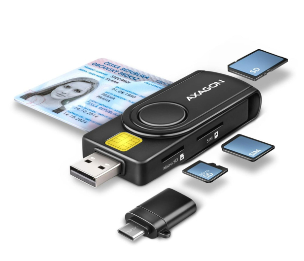Axagon CRE-SMP2A 4-gniazda Smart card PocketReader czytnik - 1485439 - zdjęcie